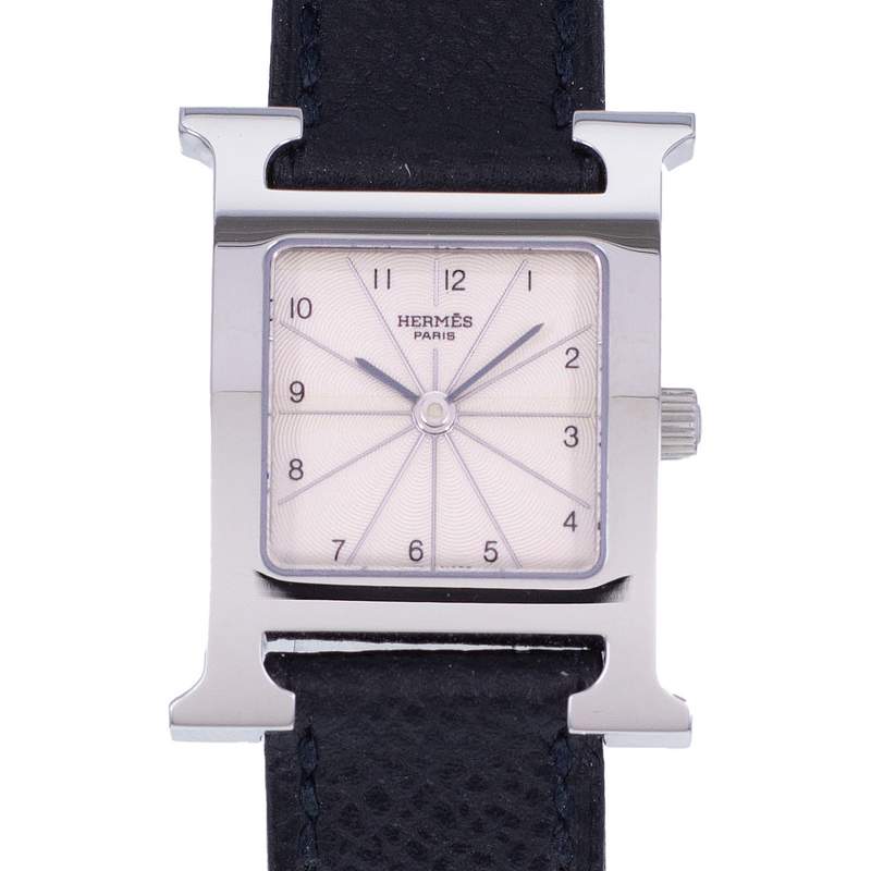 Montre d'occasion HERMES Heure H femme quartz bracelet cuir d'origine - vue D1
