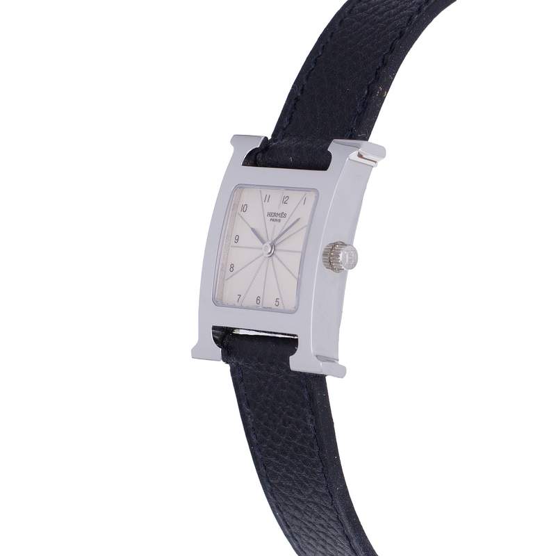 Montre d'occasion HERMES Heure H femme quartz bracelet cuir d'origine - vue D2