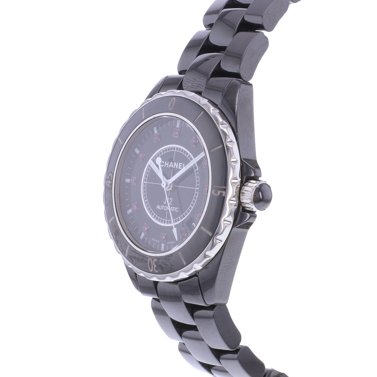 Montre d'occasion CHANEL J12 38 mm Rubis femme automatique bracelet céramique - vue D2