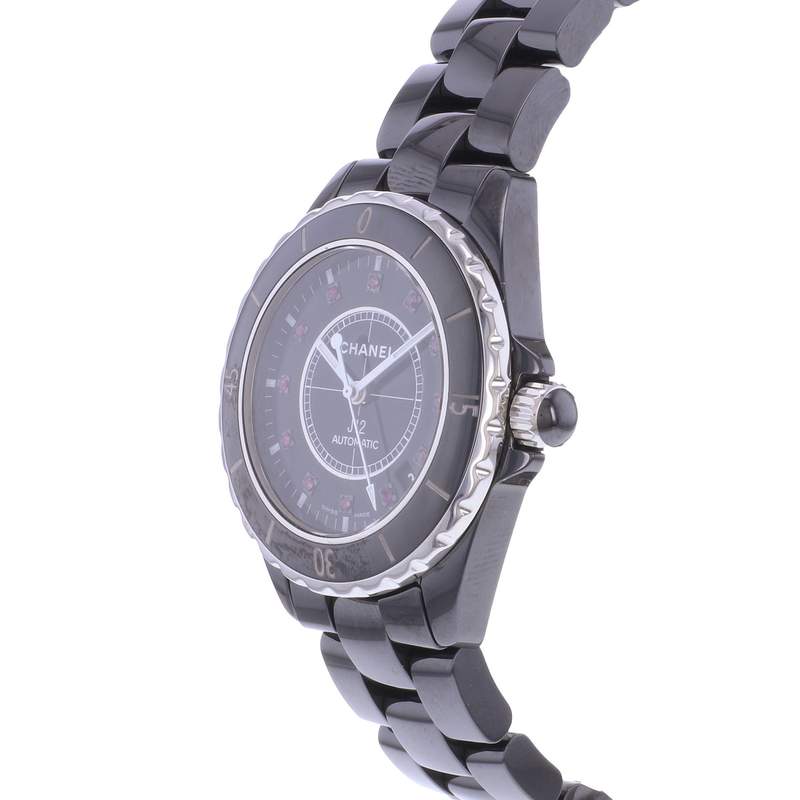 Montre d'occasion CHANEL J12 38 mm Rubis femme automatique bracelet céramique - vue D2
