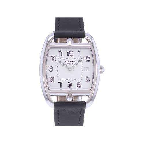 Montre d'occasion HERMES Cape Cod Tonneau mixte quartz bracelet cuir cresus