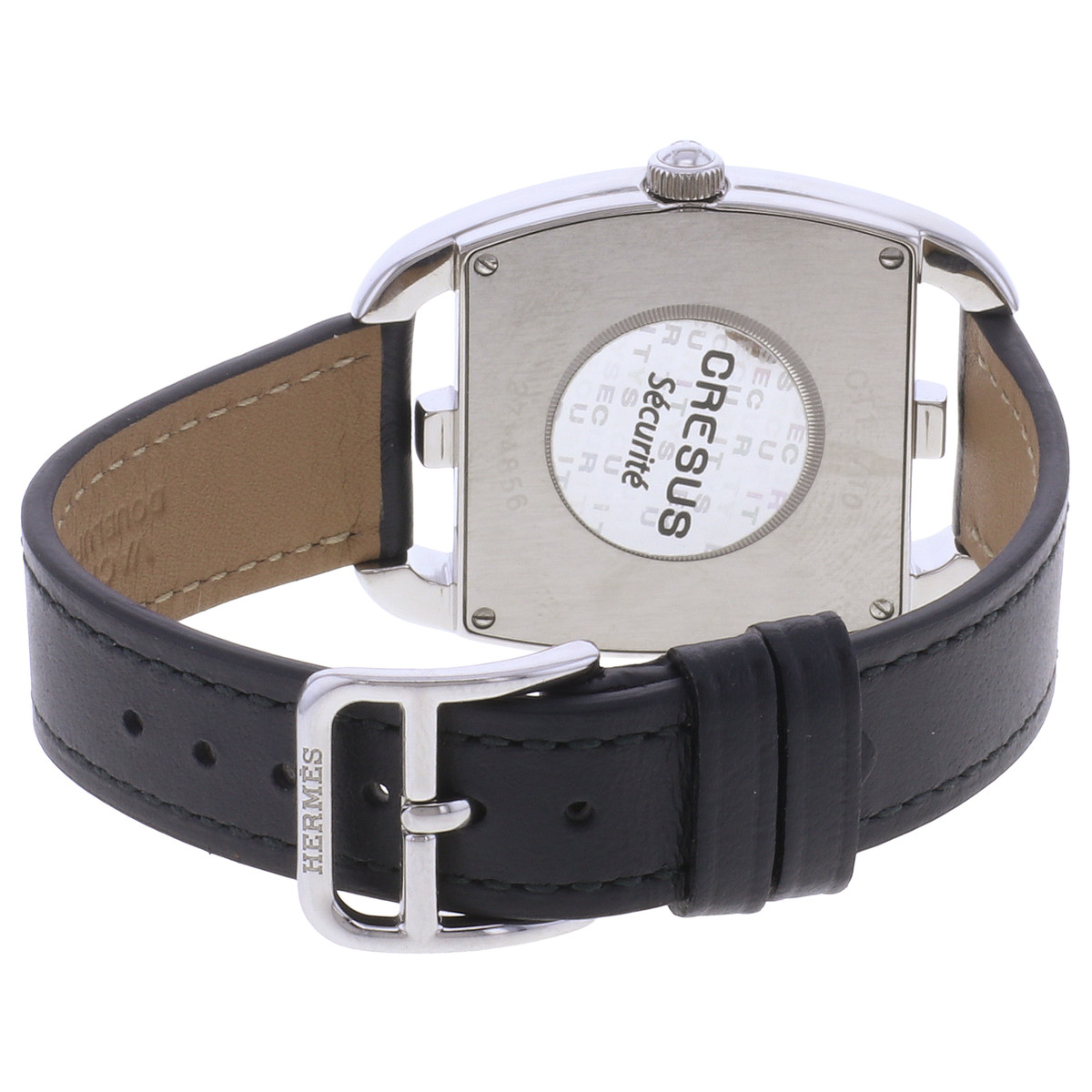 Montre d'occasion HERMES Cape Cod Tonneau mixte quartz bracelet cuir cresus - vue 3