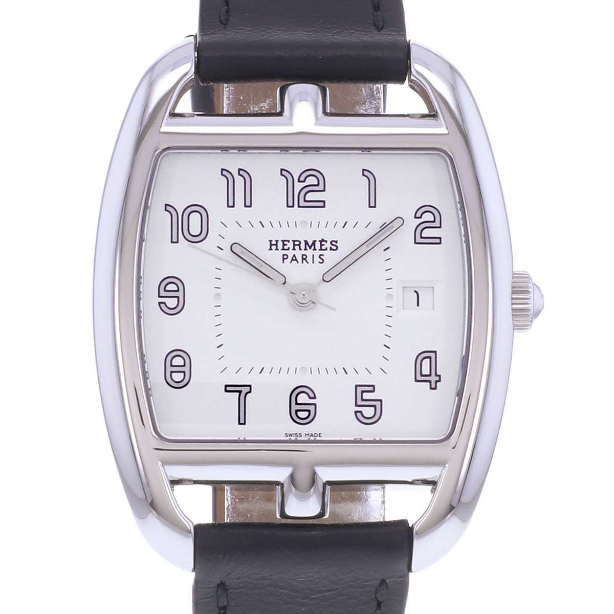 Montre d'occasion HERMES Cape Cod Tonneau mixte quartz bracelet cuir cresus - vue D1