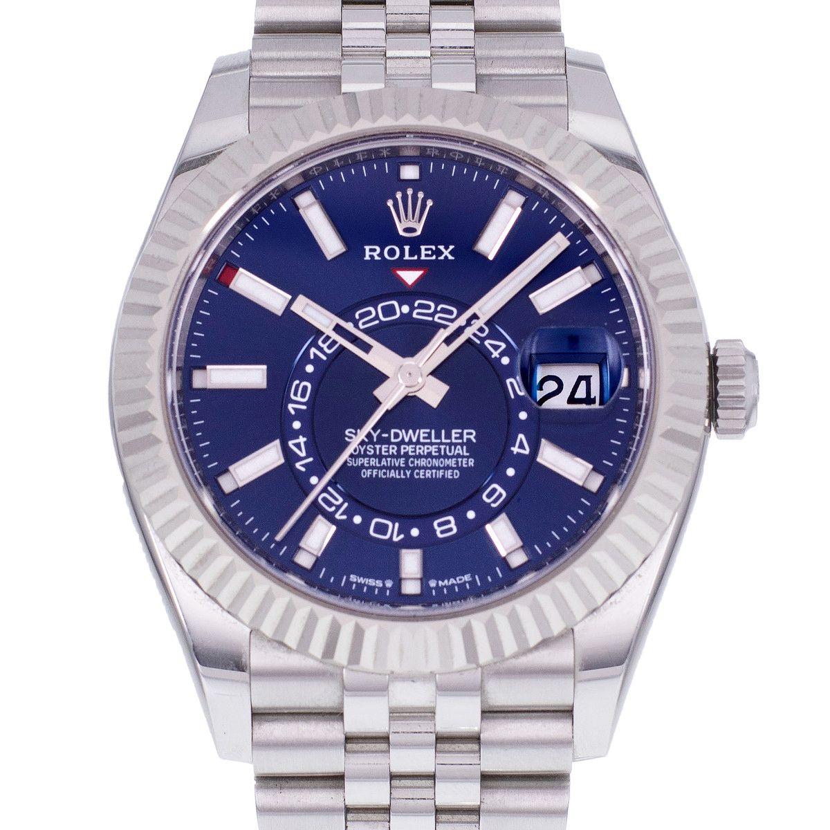 Montre d'occasion ROLEX Sky-Dweller homme mouvement automatique certifié (cosc) bracelet acier - vue D1