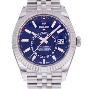 Montre d'occasion ROLEX Sky-Dweller homme mouvement automatique certifié (cosc) bracelet acier