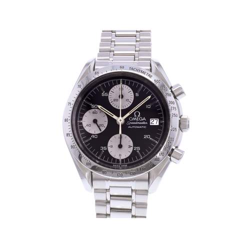 Tweedehands OMEGA Speedmaster Date Panda herenhorloge, automatisch, met stalen armband