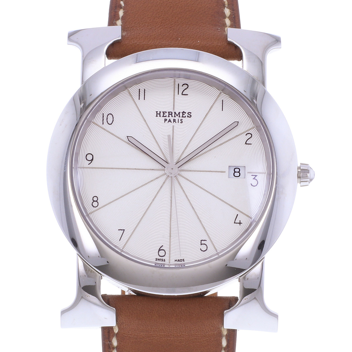Montre d'occasion HERMES Heure H Ronde mixte quartz bracelet cuir d'origine - vue D1