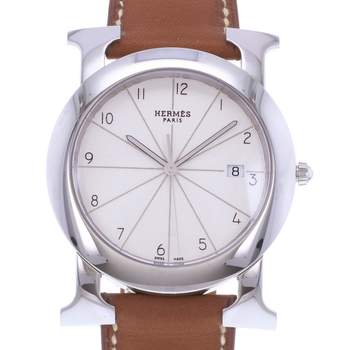 Montre d'occasion HERMES Heure H Ronde mixte quartz bracelet cuir d'origine