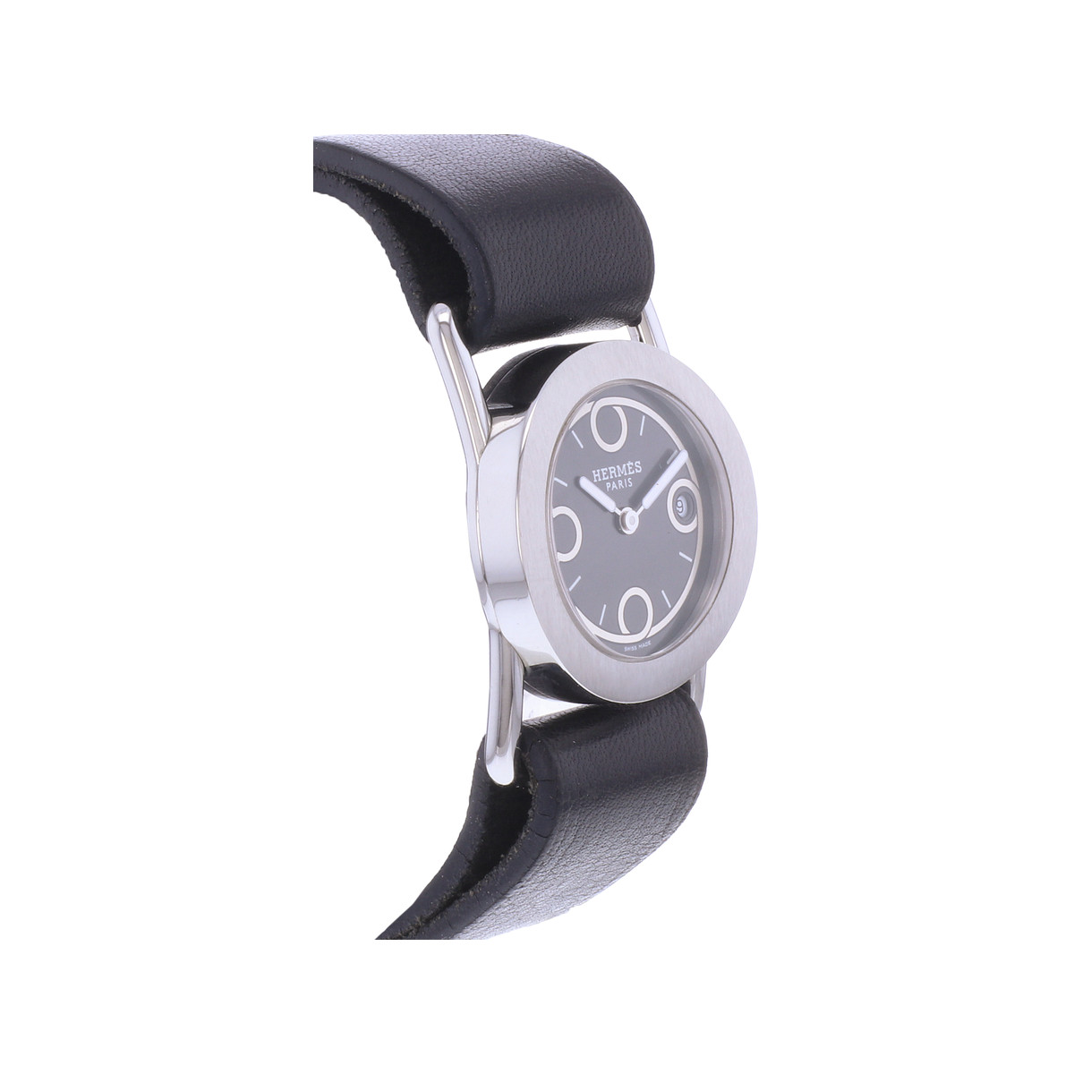 Montre d'occasion HERMES Barenia Ronde femme quartz bracelet cuir d'origine - vue 2