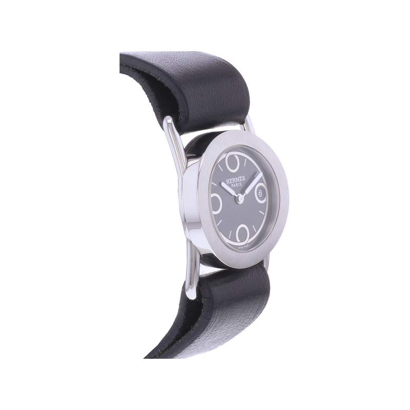 Montre d'occasion HERMES Barenia Ronde femme quartz bracelet cuir d'origine - vue 2