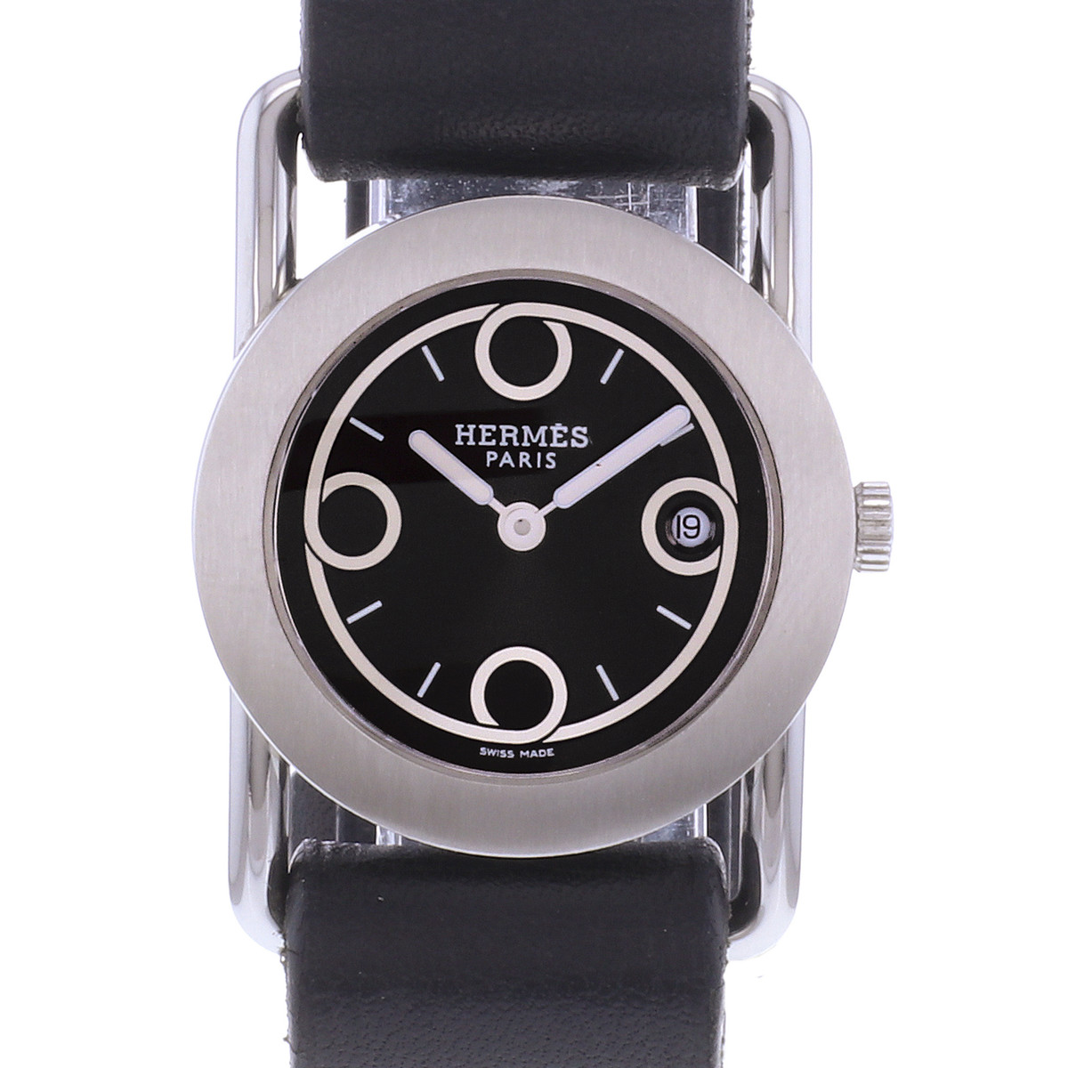 Montre d'occasion HERMES Barenia Ronde femme quartz bracelet cuir d'origine - vue D1