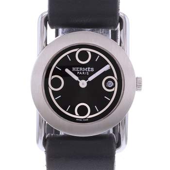 Pre-owned HERMES Barenia Ronde Women's Quartz Watch with Original Leather Strap