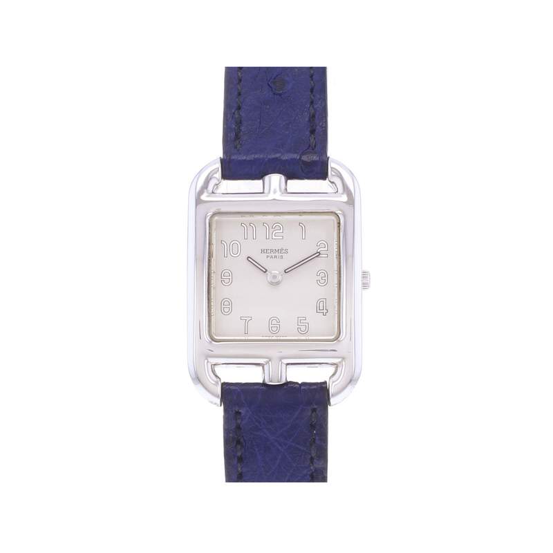 Montre d'occasion HERMES Cape Cod Argent femme quartz bracelet cuir d'origine - vue 1