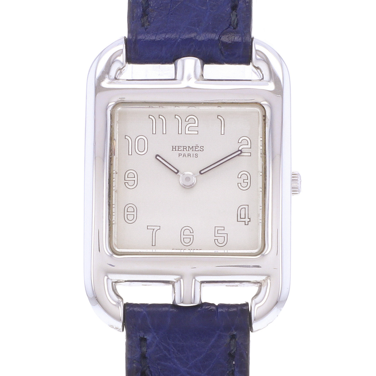 Montre d'occasion HERMES Cape Cod Argent femme quartz bracelet cuir d'origine - vue D1