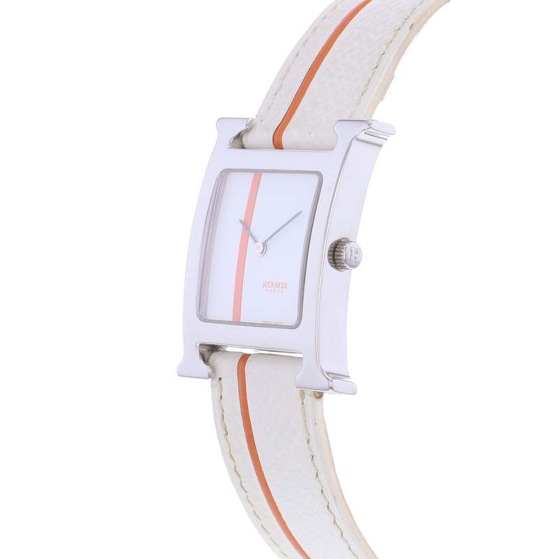 Montre d'occasion HERMES Heure H MM femme quartz bracelet cuir d'origine - vue D2