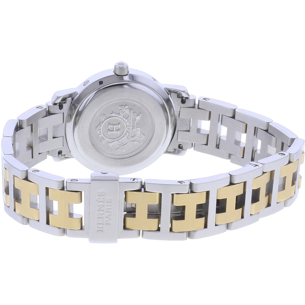 Montre d'occasion HERMES Clipper femme quartz bracelet acier et plaqué or - vue 3