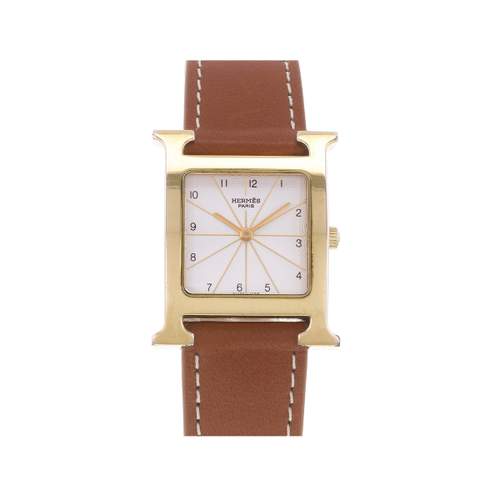 Montre d'occasion HERMES Heure H MM femme quartz bracelet cuir