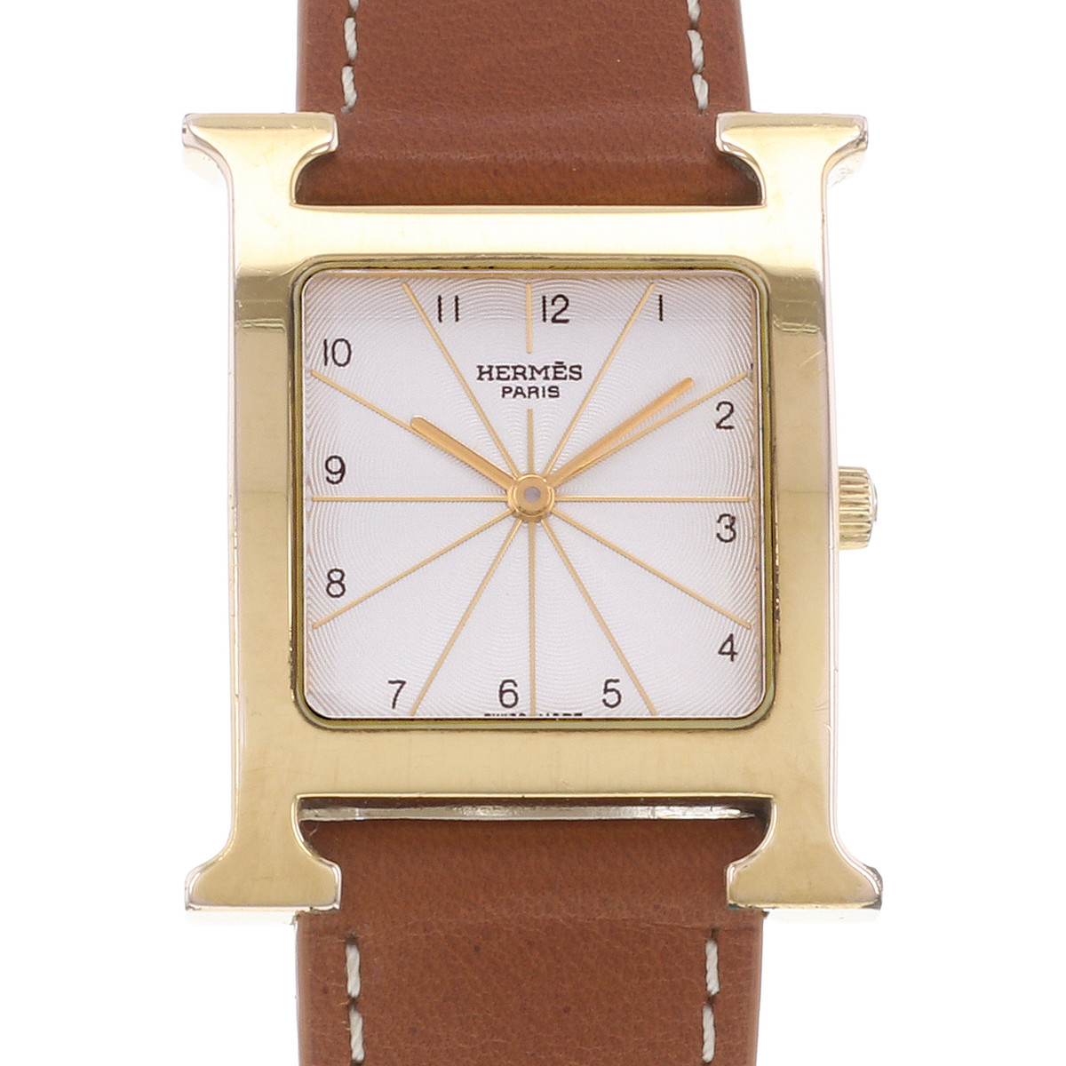 Montre d'occasion HERMES Heure H MM femme quartz bracelet cuir - vue D1