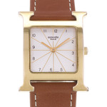 Montre d'occasion HERMES Heure H MM femme quartz bracelet cuir - vue D1