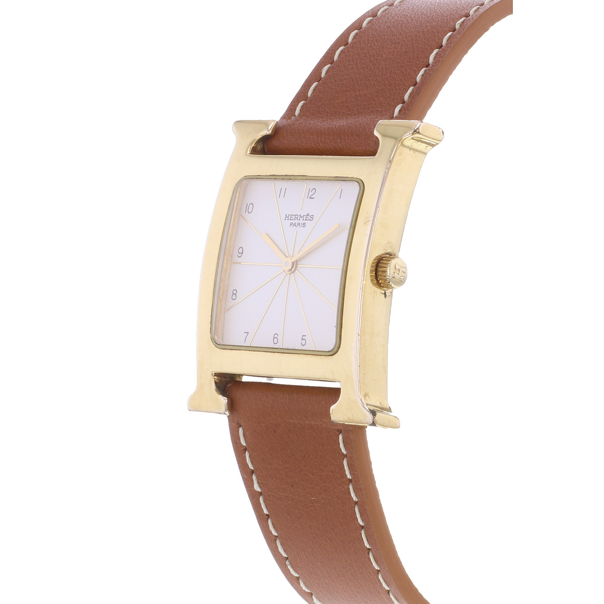 Montre d'occasion HERMES Heure H MM femme quartz bracelet cuir - vue D2