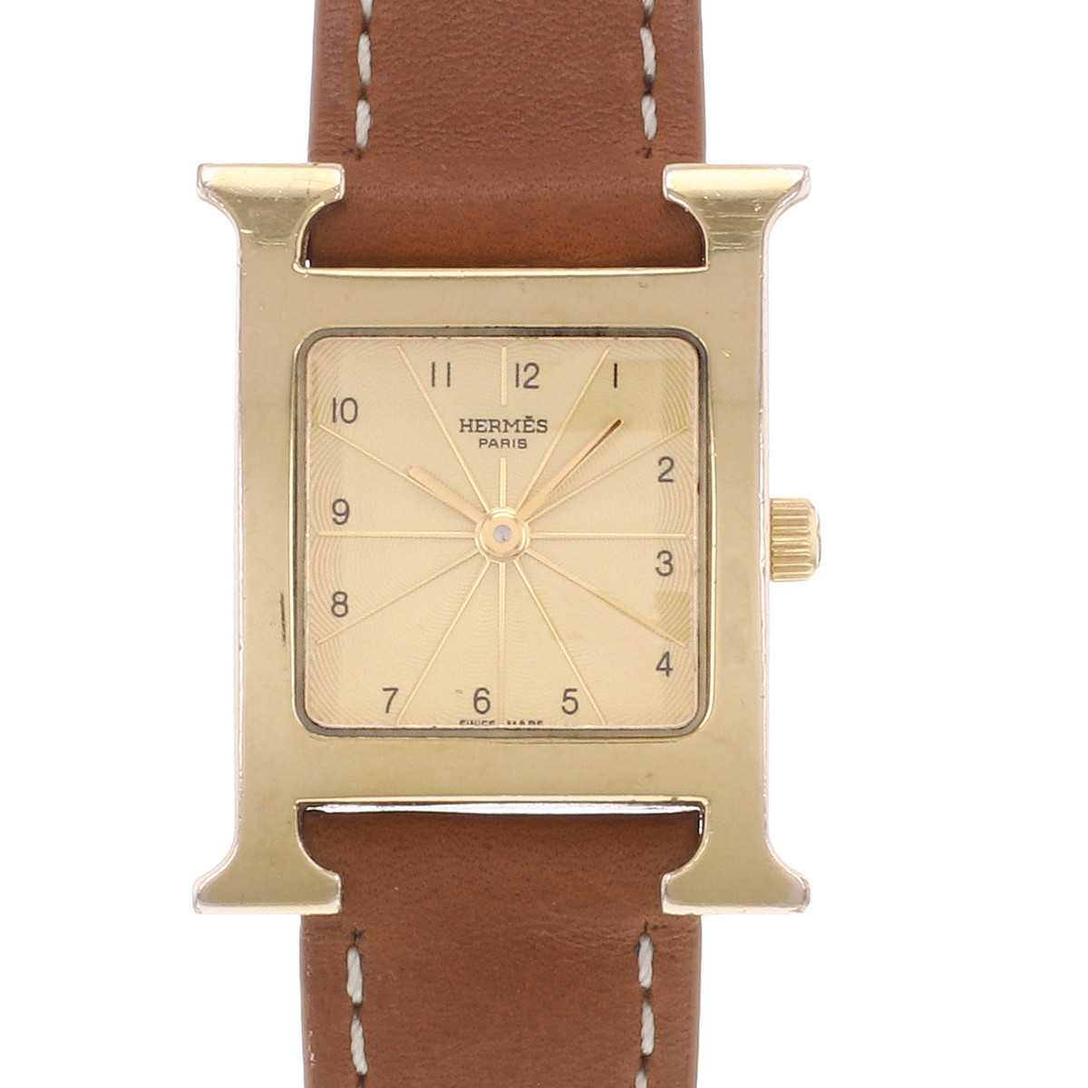 Montre d'occasion HERMES Heure H femme quartz bracelet cuir cresus - vue D1