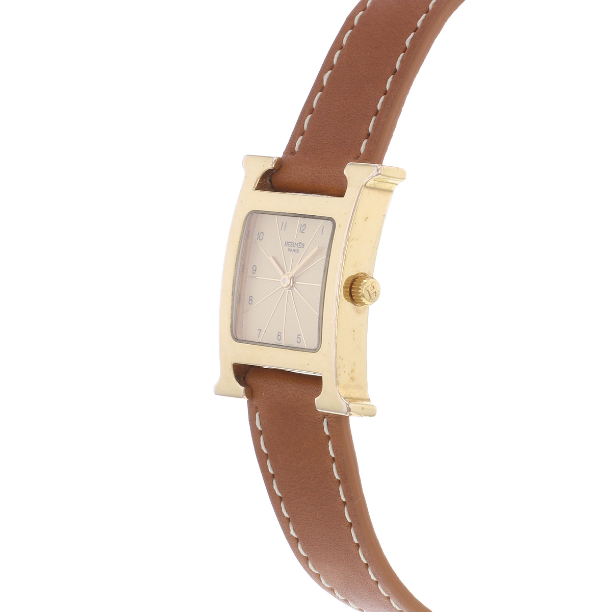 Montre d'occasion HERMES Heure H femme quartz bracelet cuir cresus - vue D2