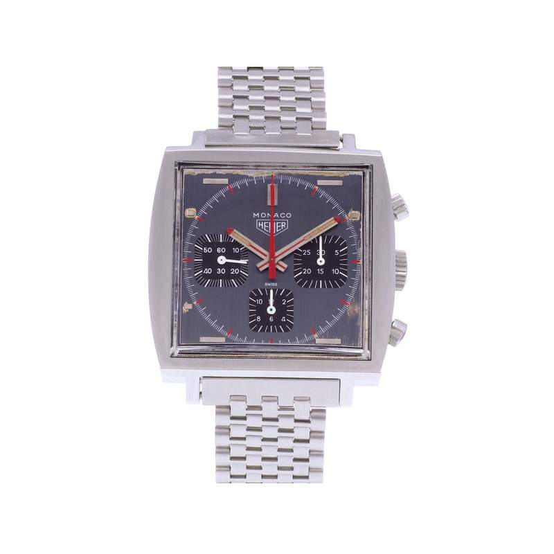 Montre d'occasion HEUER Monaco Chronographe Vintage homme mécanique bracelet acier - vue 1