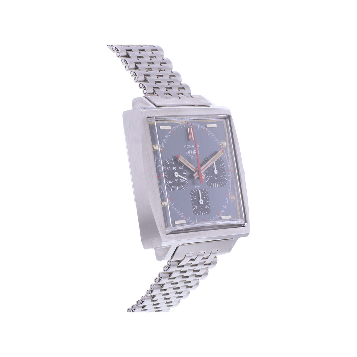 Montre d'occasion HEUER Monaco Chronographe Vintage homme mécanique bracelet acier - vue 2