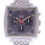 Montre d'occasion HEUER Monaco Chronographe Vintage homme mécanique bracelet acier - vue D1