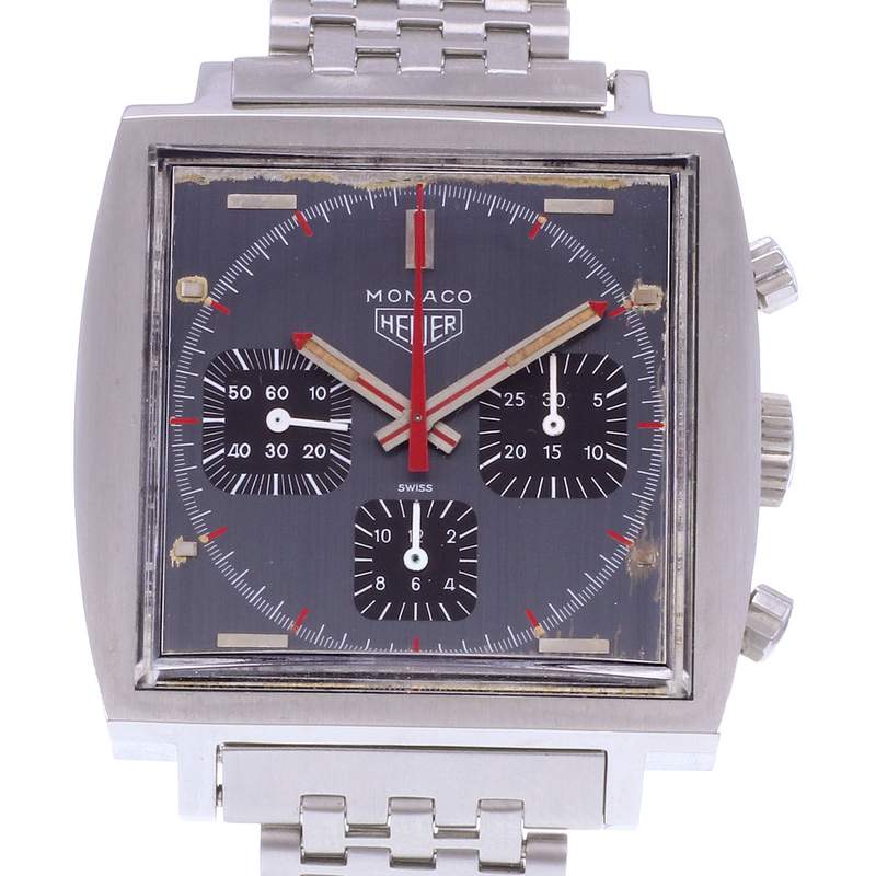Montre d'occasion HEUER Monaco Chronographe Vintage homme mécanique bracelet acier - vue D1