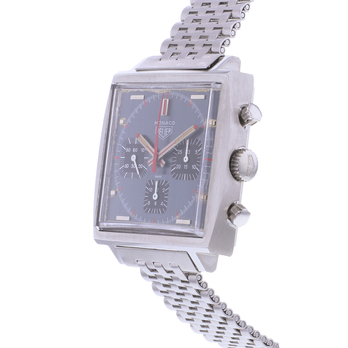 Montre d'occasion HEUER Monaco Chronographe Vintage homme mécanique bracelet acier - vue D2