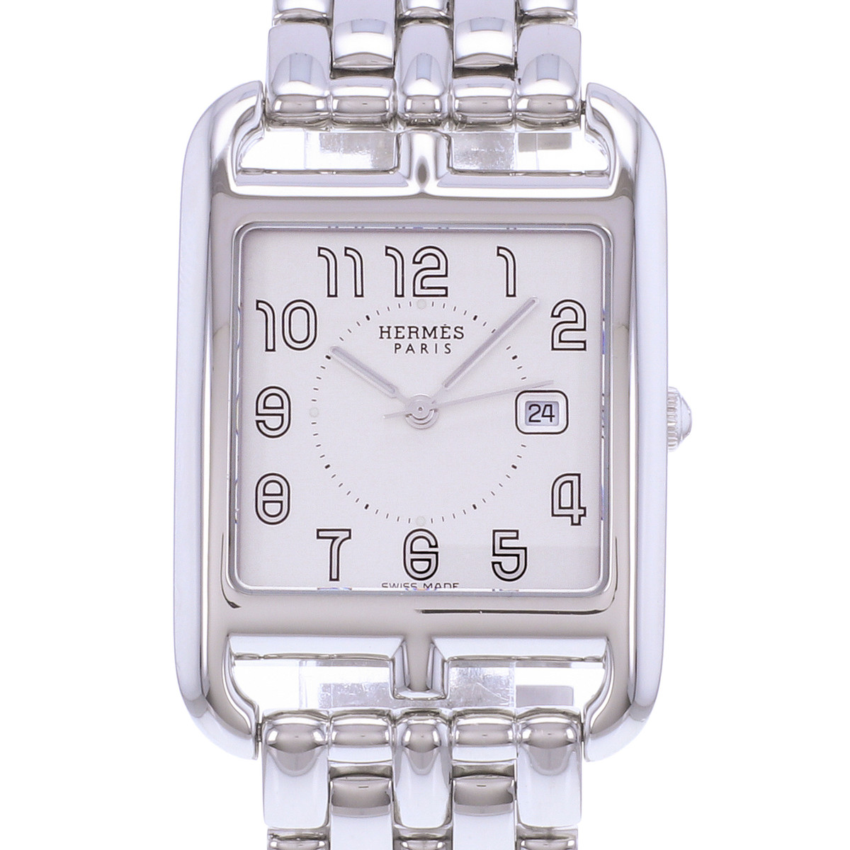 Montre d'occasion HERMES Cape Cod GM femme quartz bracelet acier - vue D1
