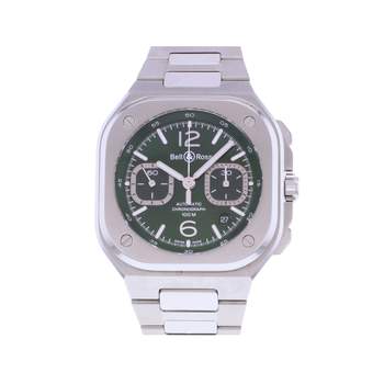 Montre d'occasion BELL & ROSS BR-05 Chrono Green Steel homme automatique bracelet acier