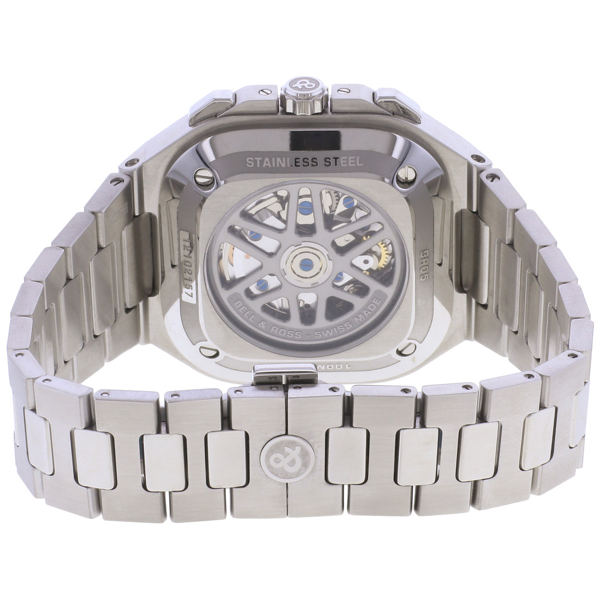 Montre d'occasion BELL & ROSS BR-05 Chrono Green Steel homme automatique bracelet acier - vue 3