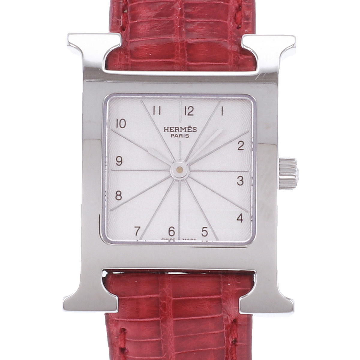 Montre d'occasion HERMES Heure H femme quartz bracelet cuir cresus - vue D1