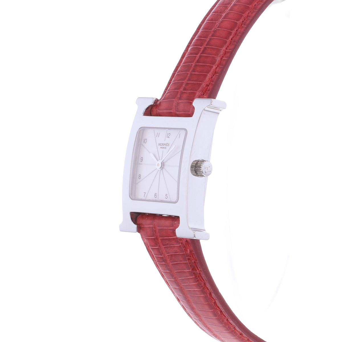 Montre d'occasion HERMES Heure H femme quartz bracelet cuir cresus - vue D2