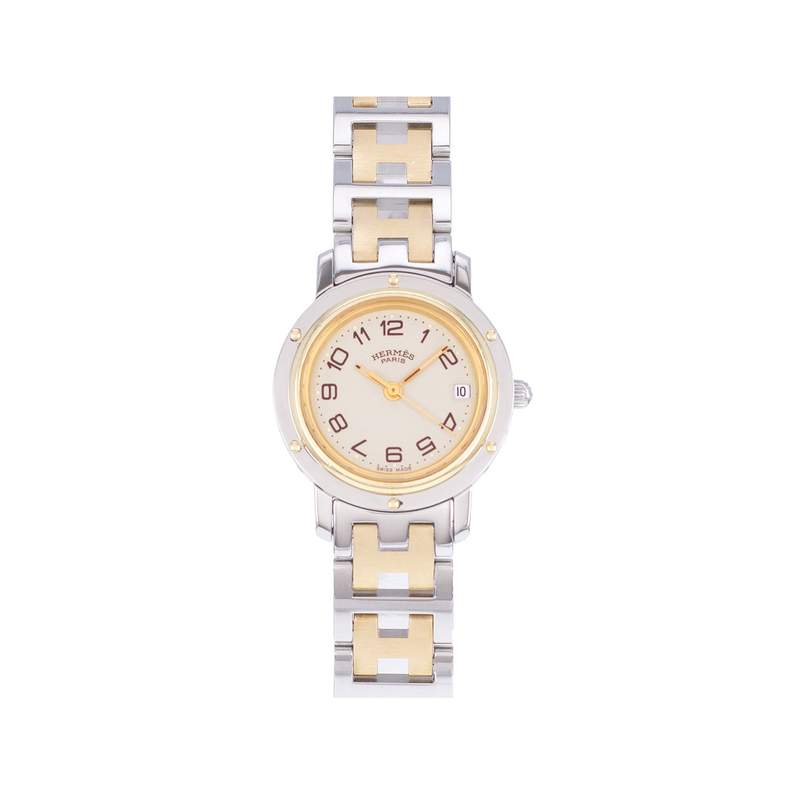 Montre d'occasion HERMES Clipper femme quartz bracelet acier et plaqué or - vue 1