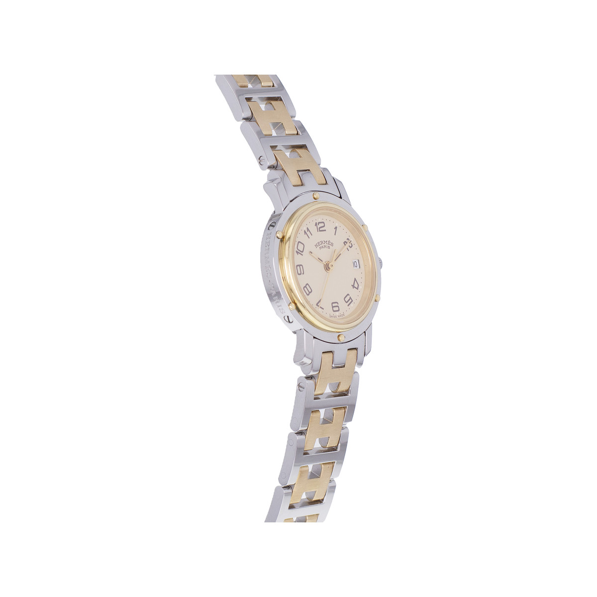 Montre d'occasion HERMES Clipper femme quartz bracelet acier et plaqué or - vue 2