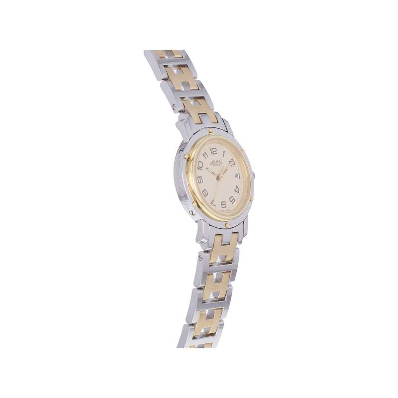 Montre d'occasion HERMES Clipper femme quartz bracelet acier et plaqué or - vue 2