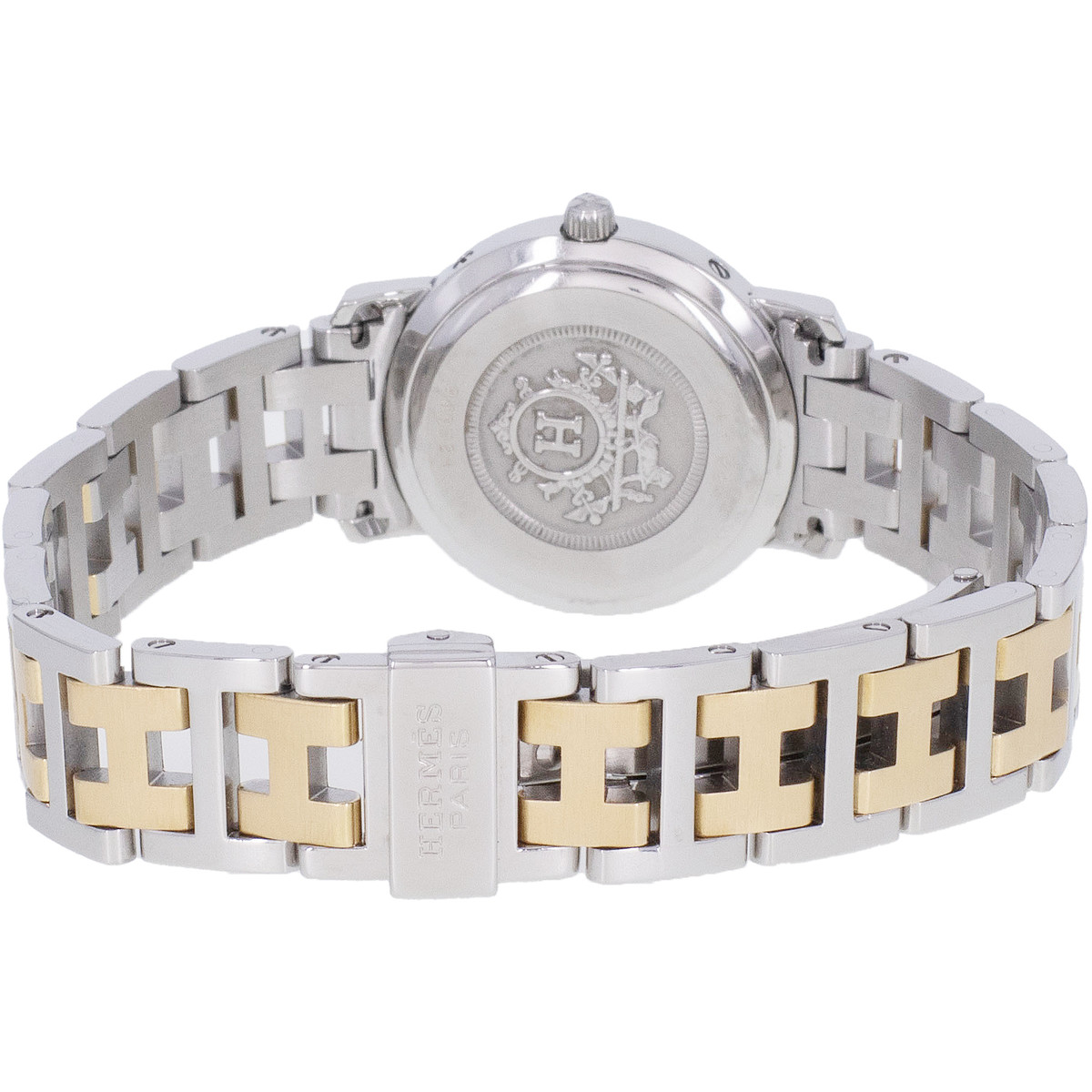 Montre d'occasion HERMES Clipper femme quartz bracelet acier et plaqué or - vue 3