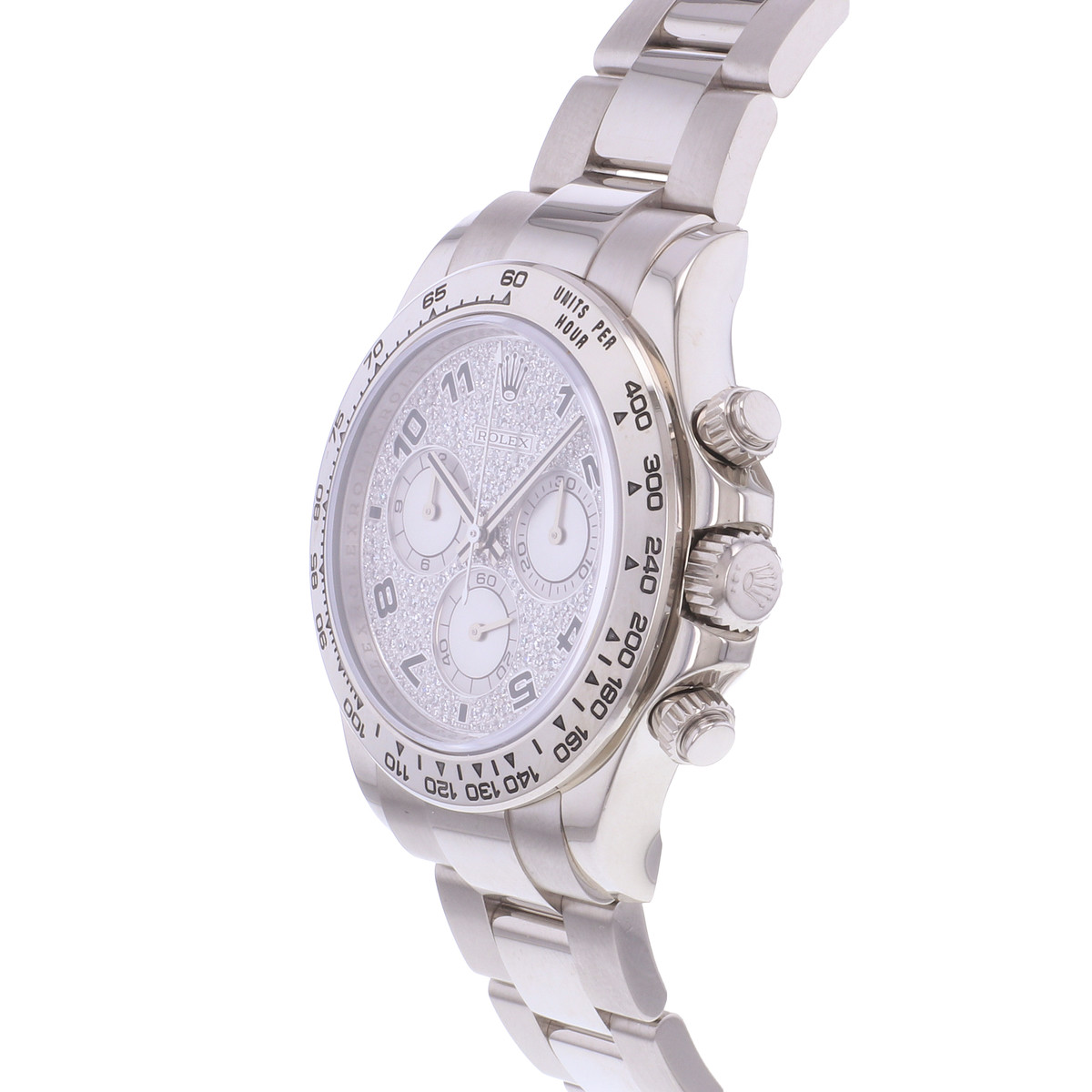 Montre d'occasion ROLEX Cosmograph Daytona homme mouvement automatique certifié (cosc) bracelet or blanc 750/000 - vue D2