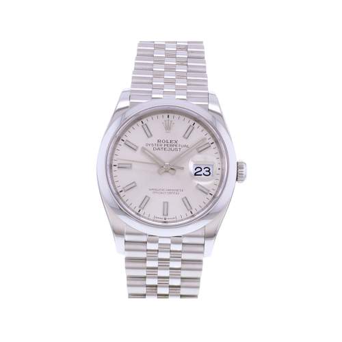 Tweedehands ROLEX DateJust 36 herenhorloge met gecertificeerd automatisch uurwerk (COSC) en stalen armband