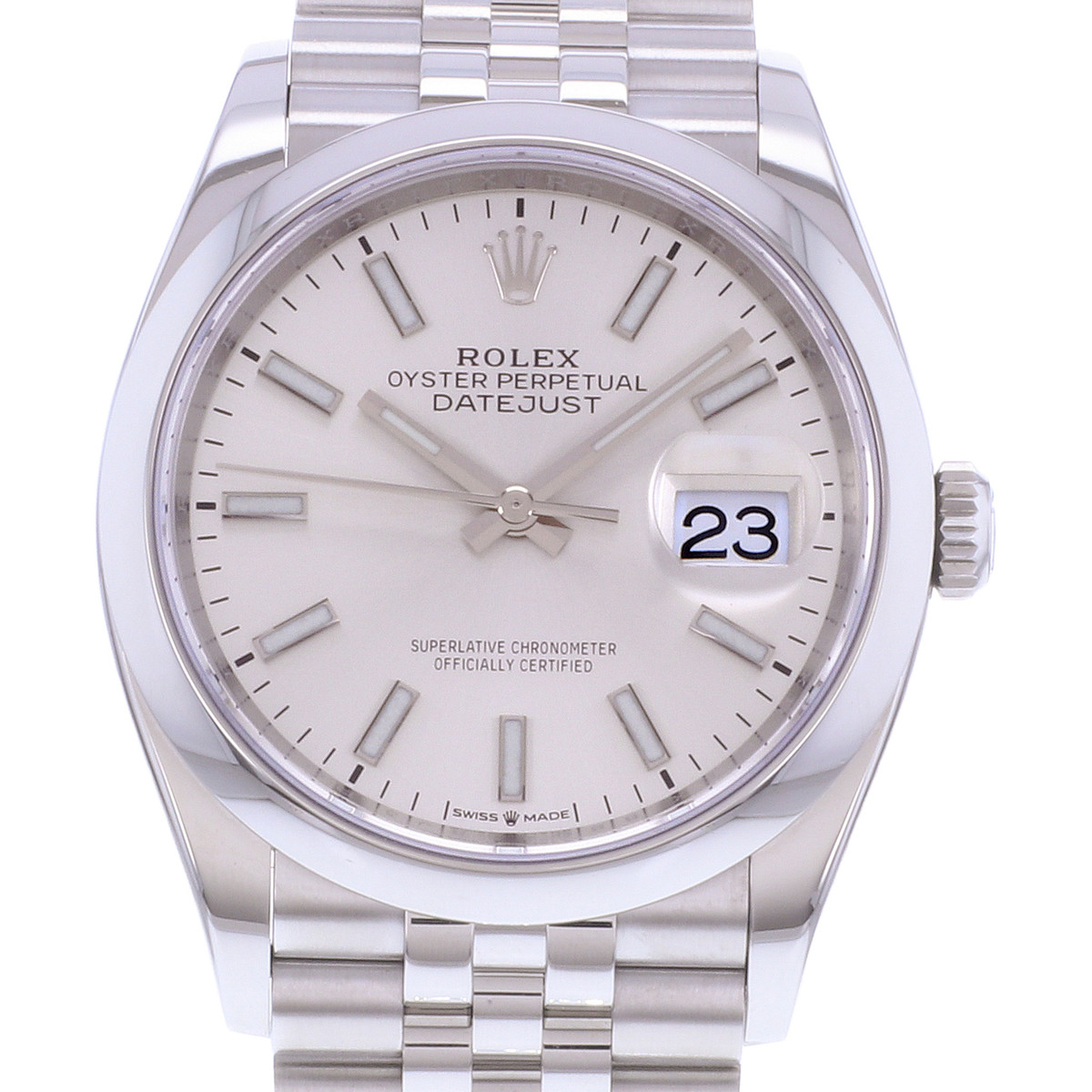 Montre d'occasion ROLEX DateJust 36 homme mouvement automatique certifié (cosc) bracelet acier - vue D1