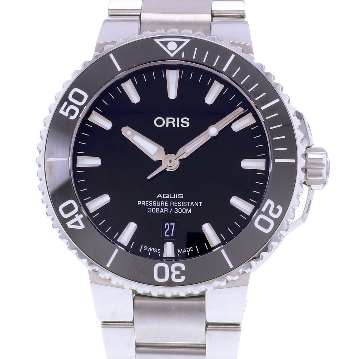 Montre d'occasion ORIS Aquis Date homme automatique bracelet acier - vue D1