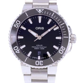 Tweedehands ORIS Aquis Date herenhorloge, automatisch, met stalen armband