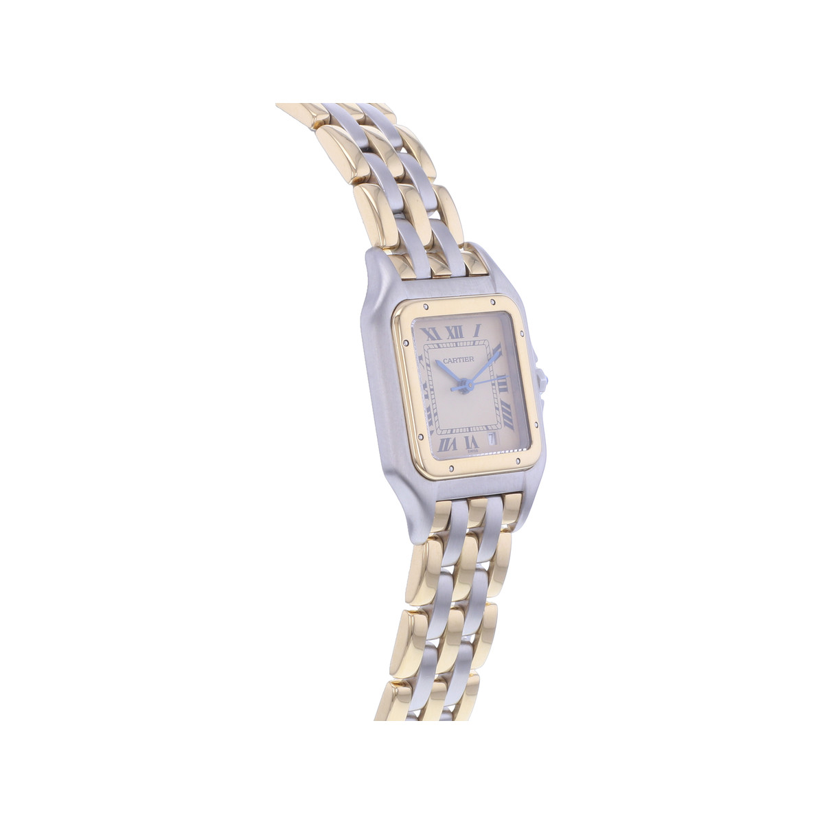 Montre d'occasion CARTIER Panthère Moyen Modèle femme quartz bracelet or jaune 750/000 et acier - vue 2