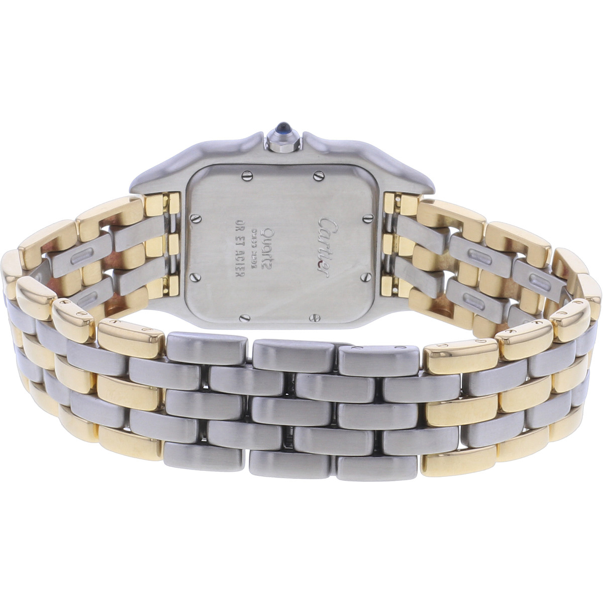 Montre d'occasion CARTIER Panthère Moyen Modèle femme quartz bracelet or jaune 750/000 et acier - vue 3