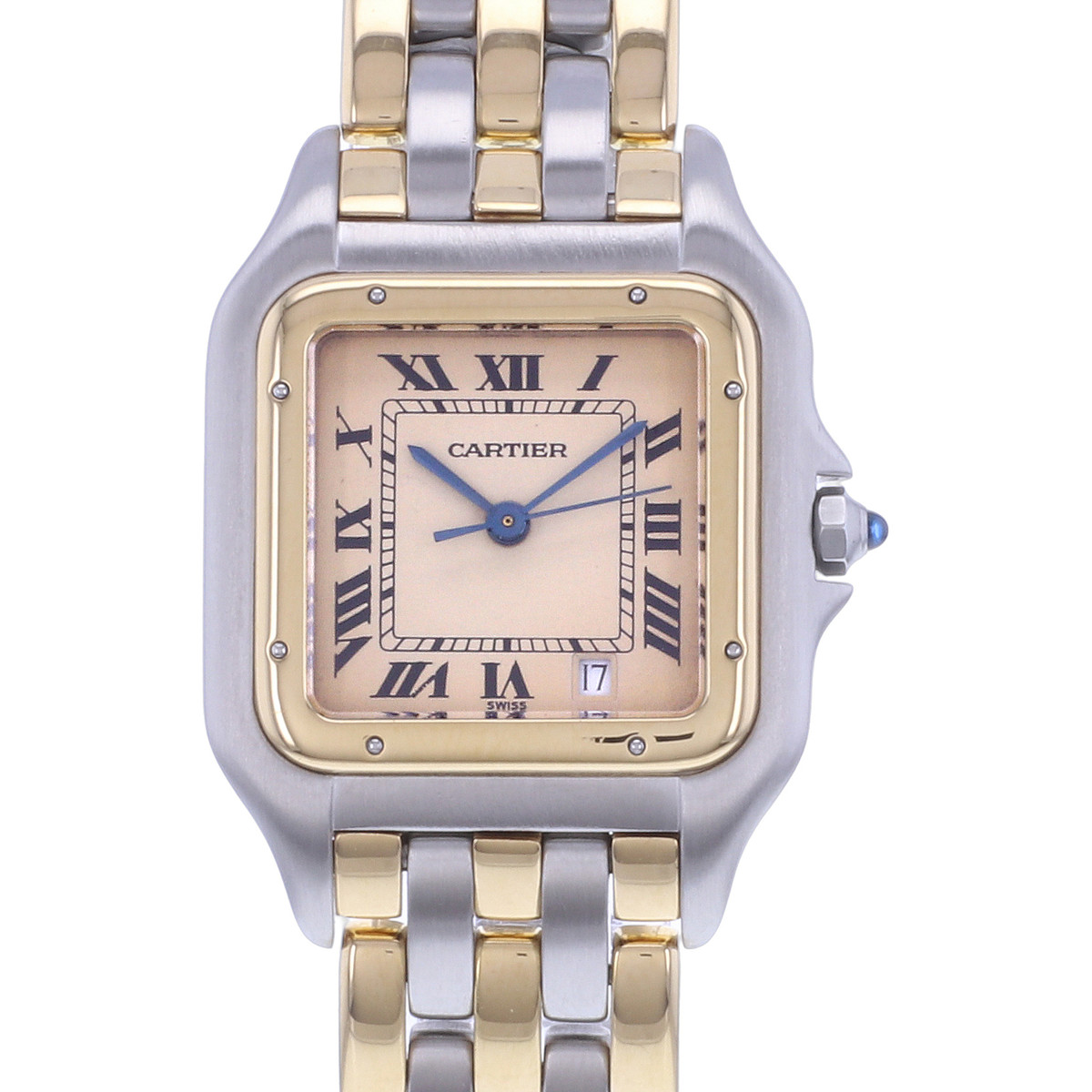 Montre d'occasion CARTIER Panthère Moyen Modèle femme quartz bracelet or jaune 750/000 et acier - vue D1