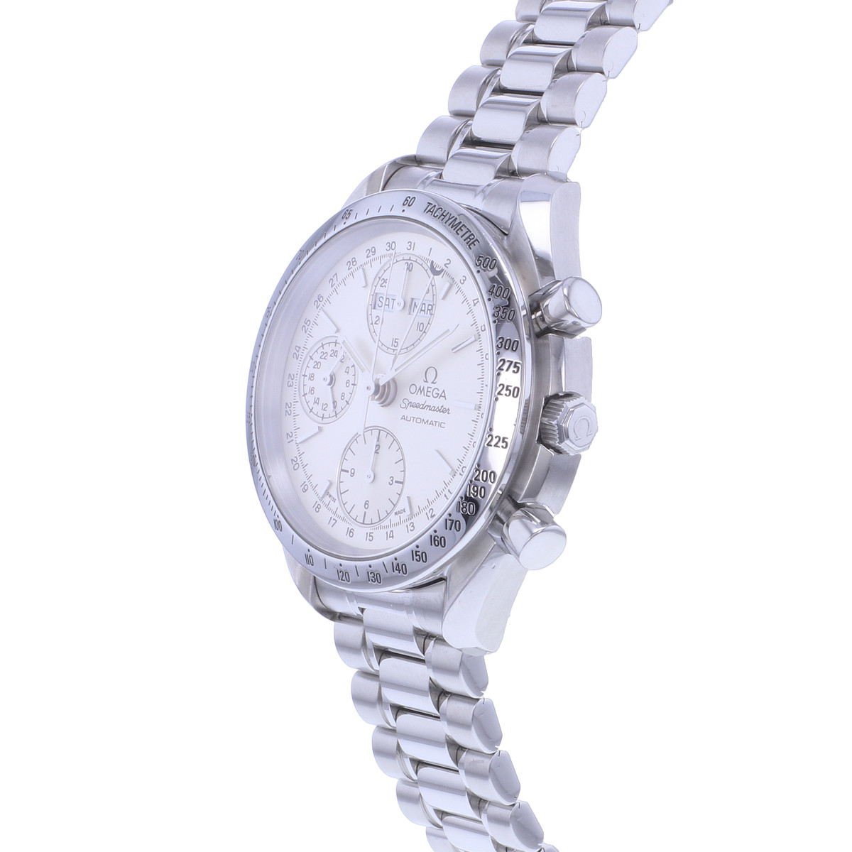 Montre d'occasion OMEGA Speedmaster Day-Date homme automatique bracelet acier - vue D2