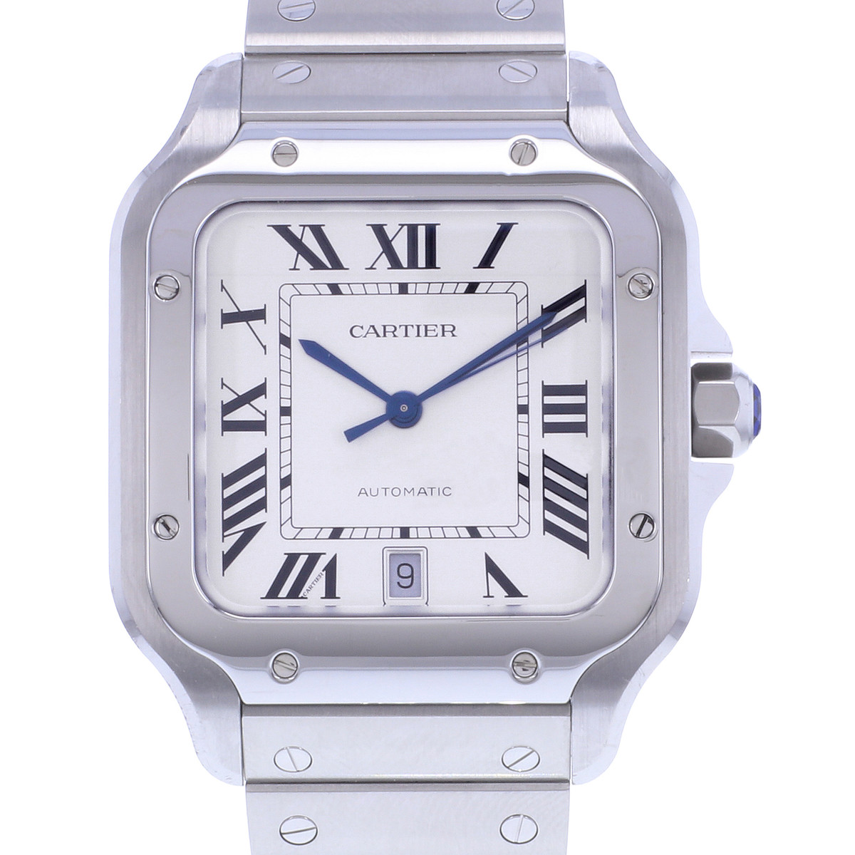 Montre d'occasion CARTIER Santos Grand Modèle homme automatique bracelet acier - vue D1
